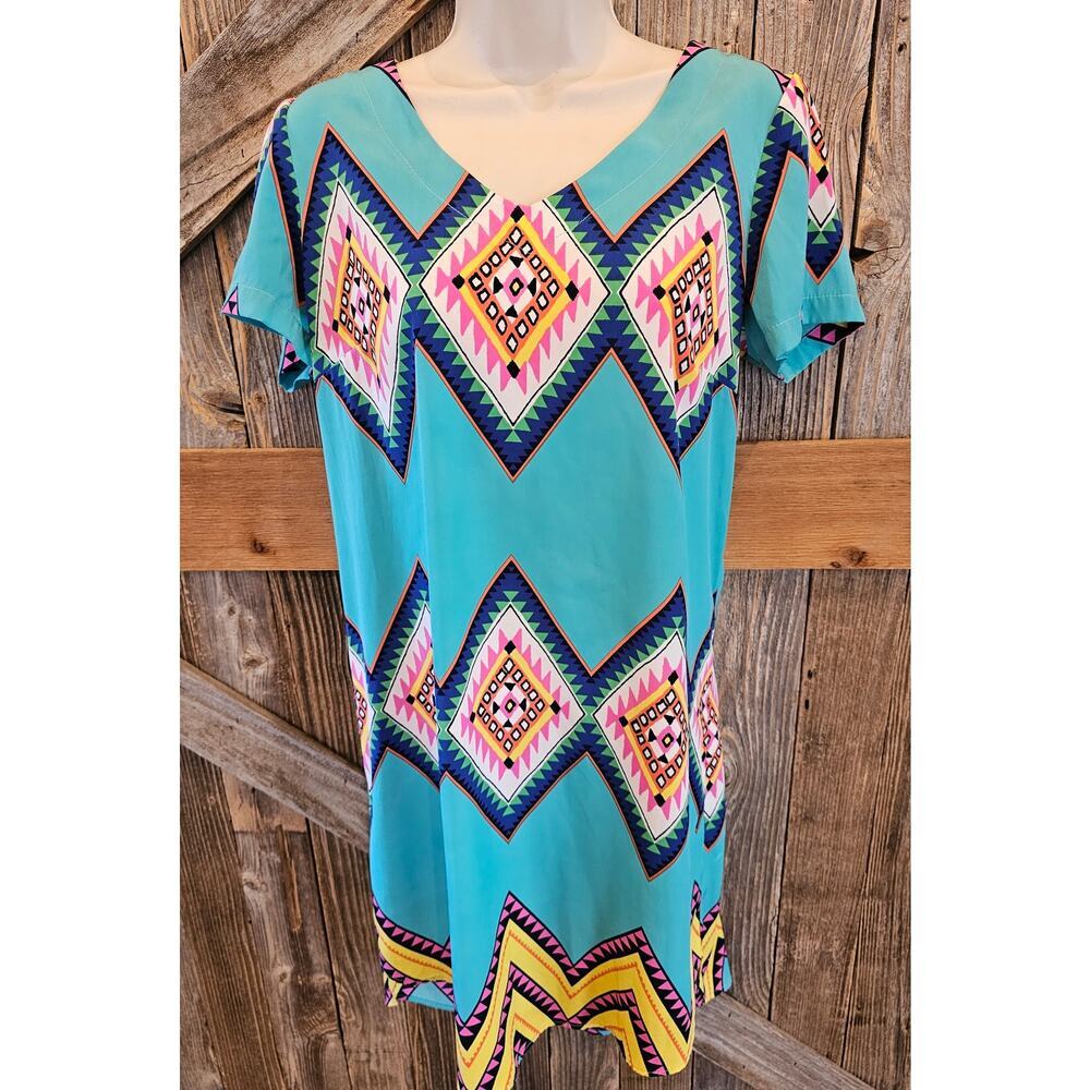 Uncle frank small S Easter egg bright stripes short sleeve midi shift dress